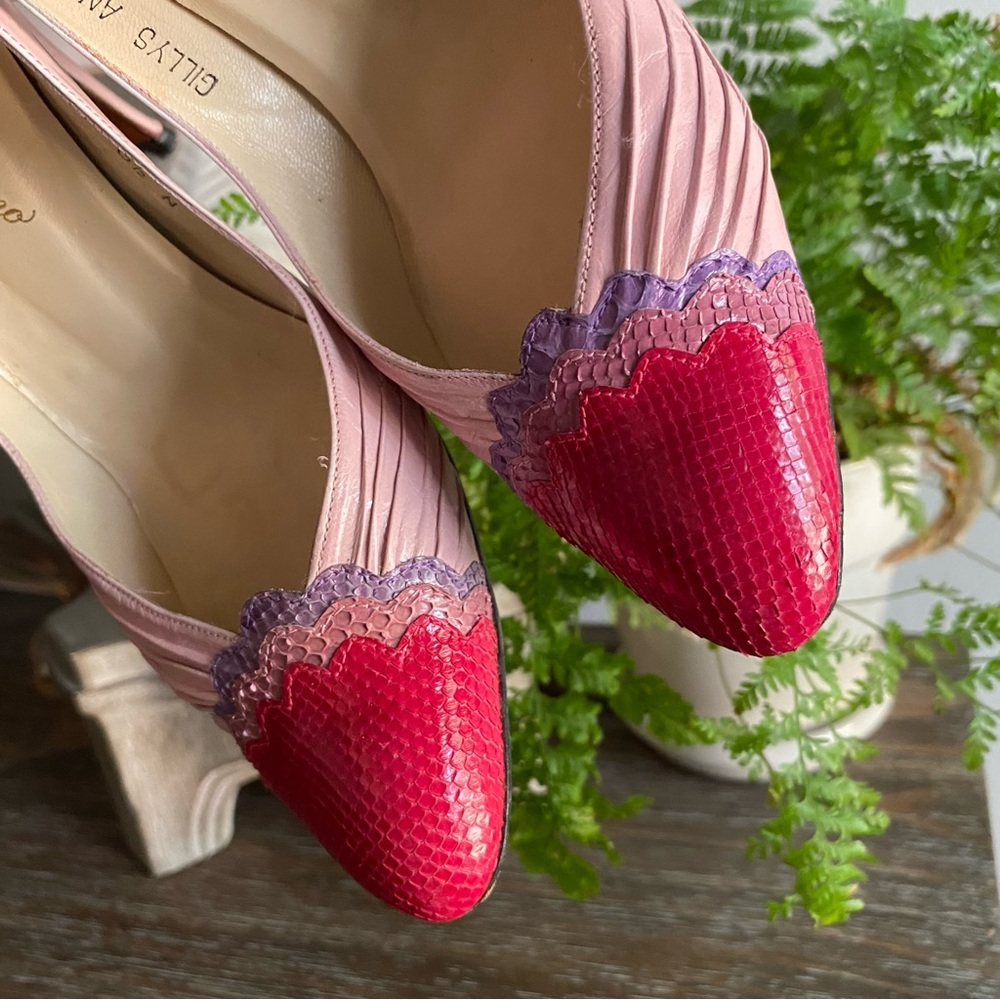 Rare Vintage Rosina Ferragamo Blush Raspberry Python Leather Designer Pumps 6.5N - Picture 16 of 16